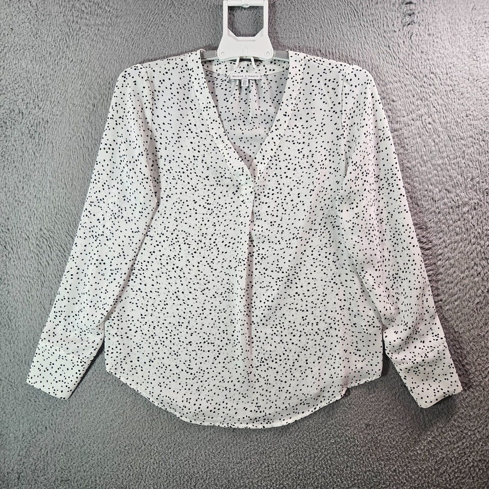 Maison d Amelie Anthropologie Tunic Top Blouse Women Small Geometric Black White